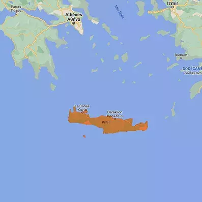 la carte géographique de la Crète