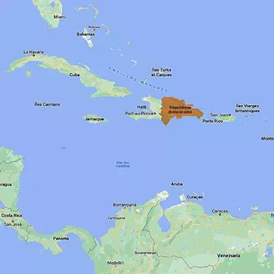 la carte géographique de la République Dominicaine