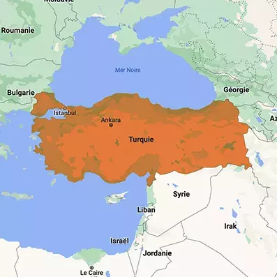 la carte géographique de la Turquie