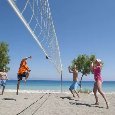 groupe jouant au beach volley