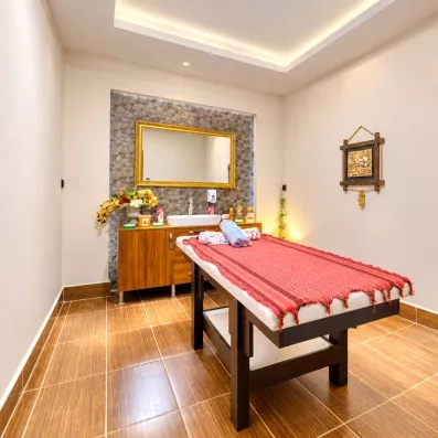 espace de détente avec une table de massage 