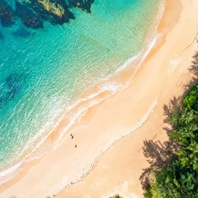 vue aérienne de la plage et de la mer aux eaux turquoises