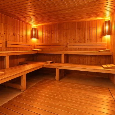 Sauna en bois au centre de bien-être et spa de l'hôtel Zita Beach à Zarzis.