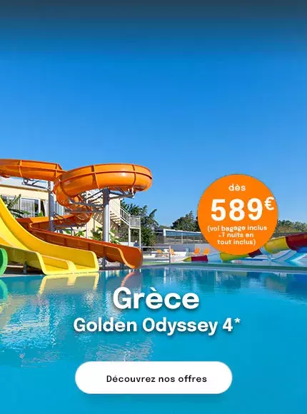 des toboggans aquatiques dans la piscine du Golden Odyssée à Rhodes avec une offre dès 589€