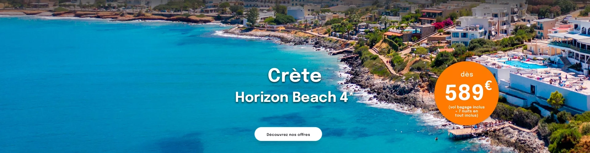 un hôtel avec vue sur la mer proposant une semaine en Crète à partir de 589€