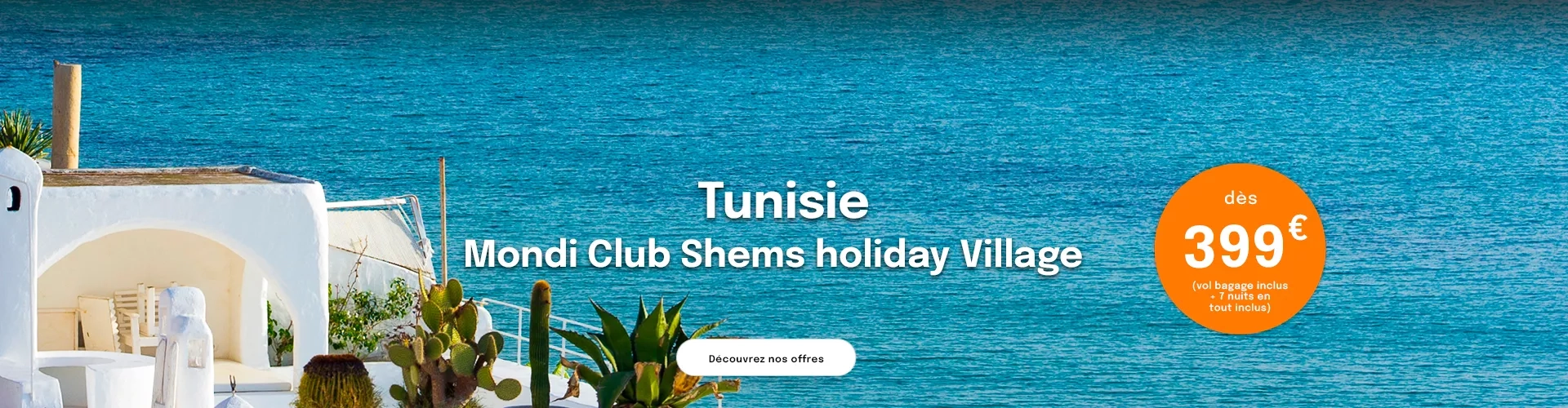 vue sur la mer et des toits de maisons blanches en Tunisie
